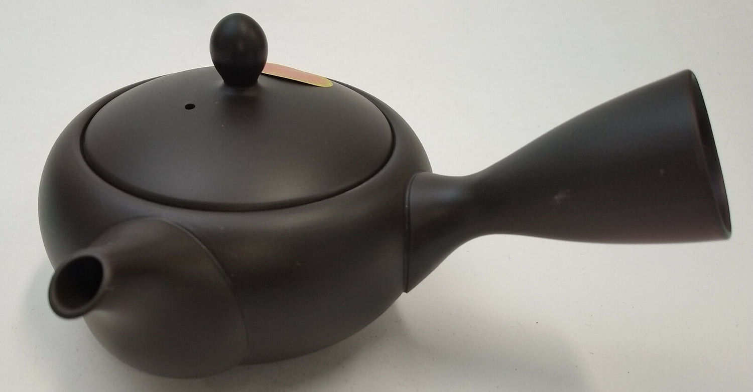 Takasuke Kiln (Y116) 高資陶苑: Tokoname Kyusu Tea Pot, Black, Asamaru Ceramic Mesh Strainer 300 ml