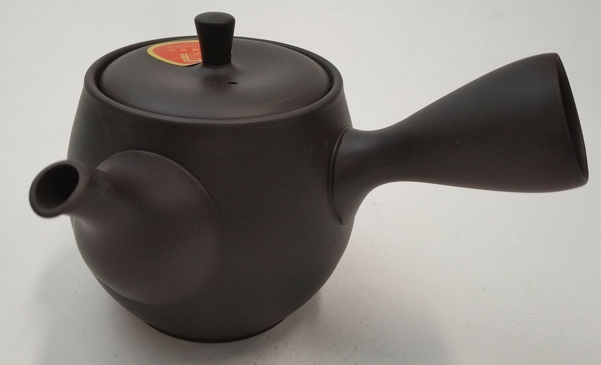 Takasuke Kiln (Y117) 高資陶苑: Tokoname Kyusu Tea Pot, Black, Urigata Ceramic Mesh Strainer 300 ml