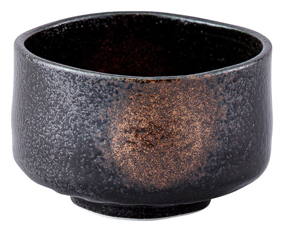 Seiangama: Black Sand Gold Finish Matcha Bowl 黒砂金化粧抹茶椀