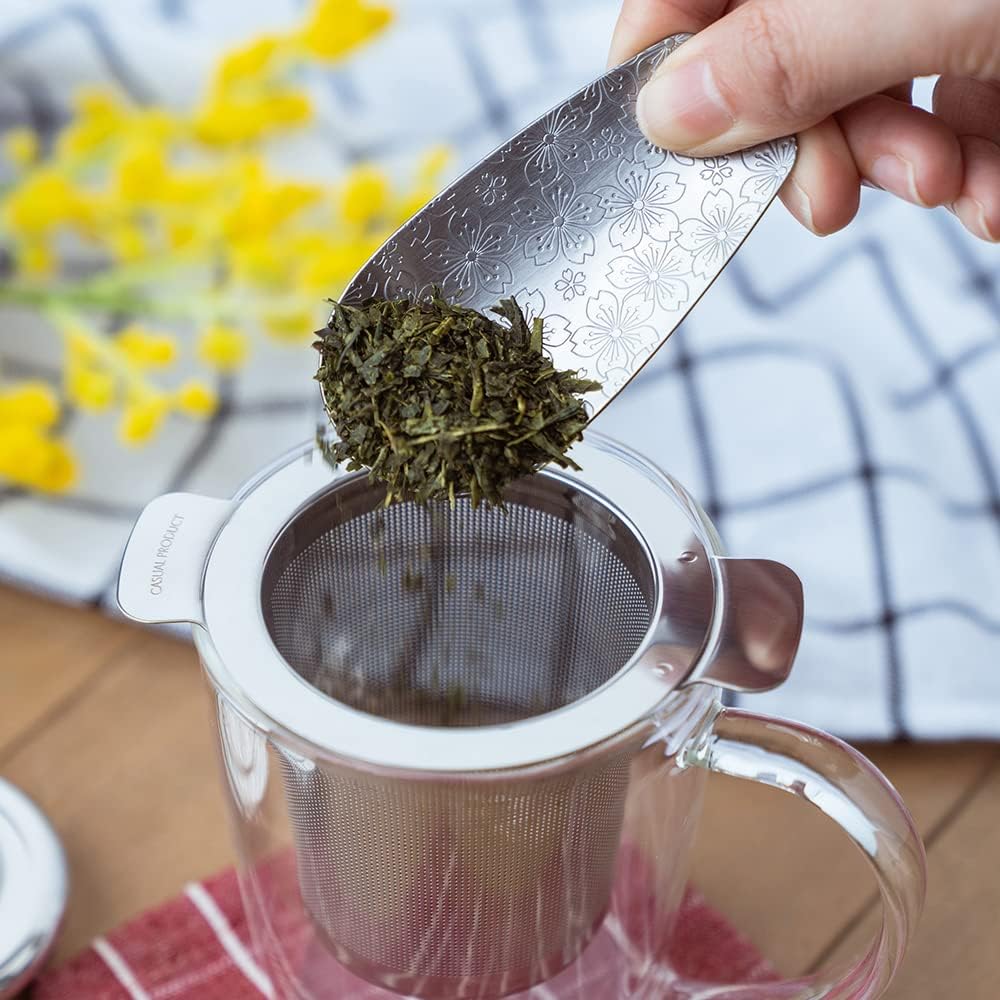 青芳:ステンレス茶匙 桜柄茶杓 ステンレス茶箕 さくら