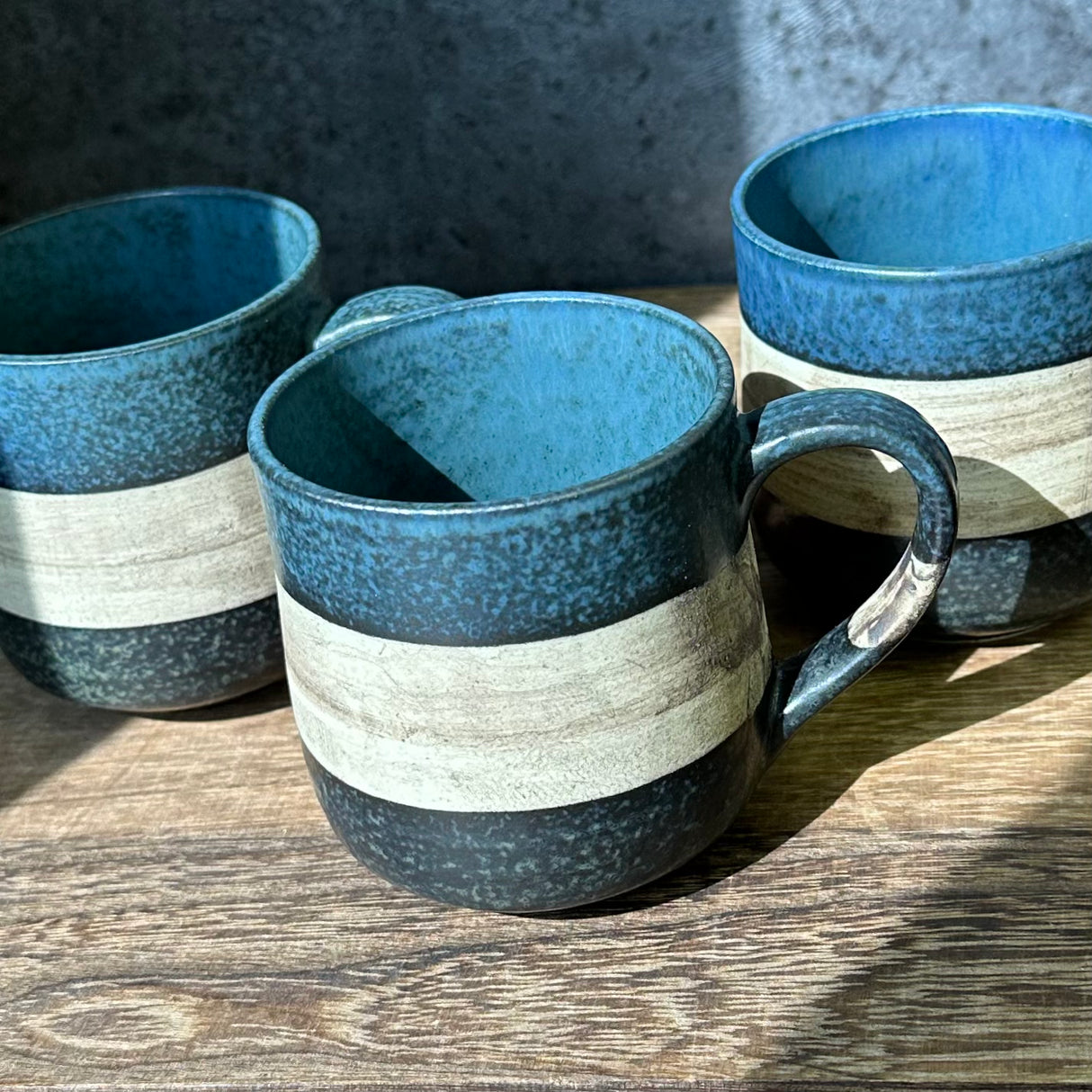美濃焼セピアマグカップ ブルー(240ml)