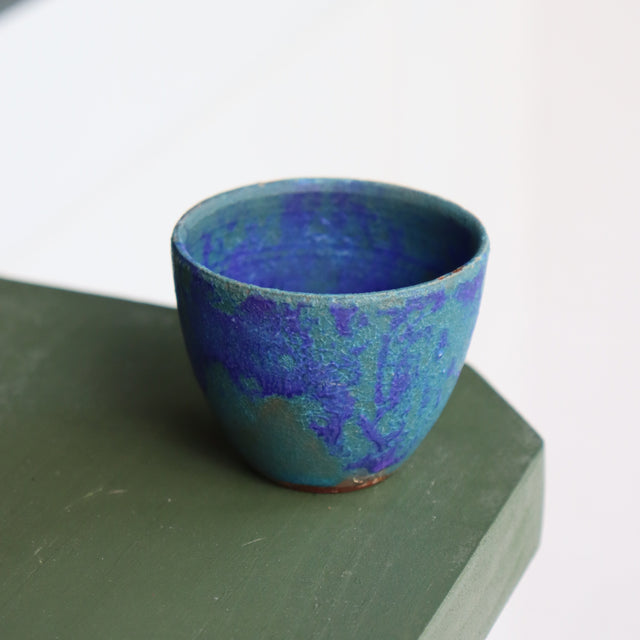 Emi Nakagawa: Handmade Guinomi Cup - Blue-Green