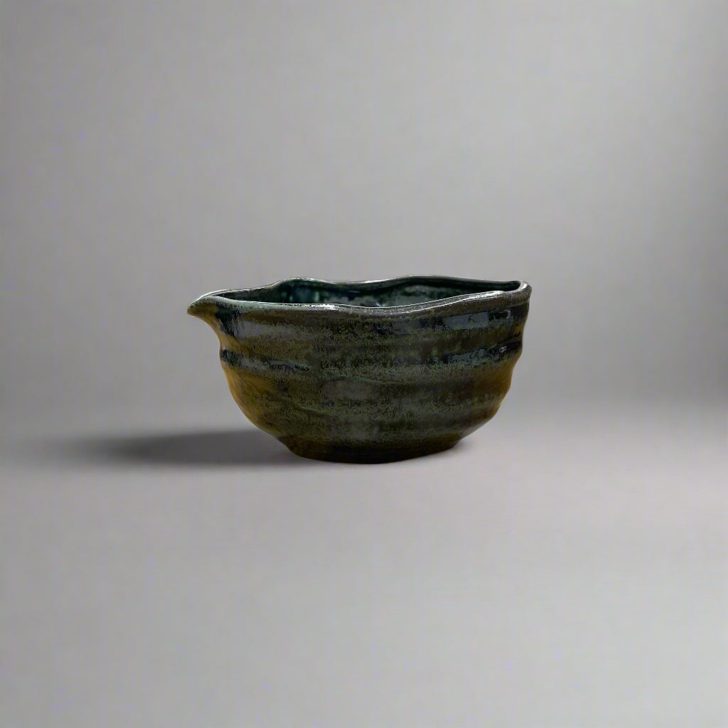 青安窯 萩イラボ 抹茶ボウル 注ぎ口付き 萩イラボパーティー抹茶杯
