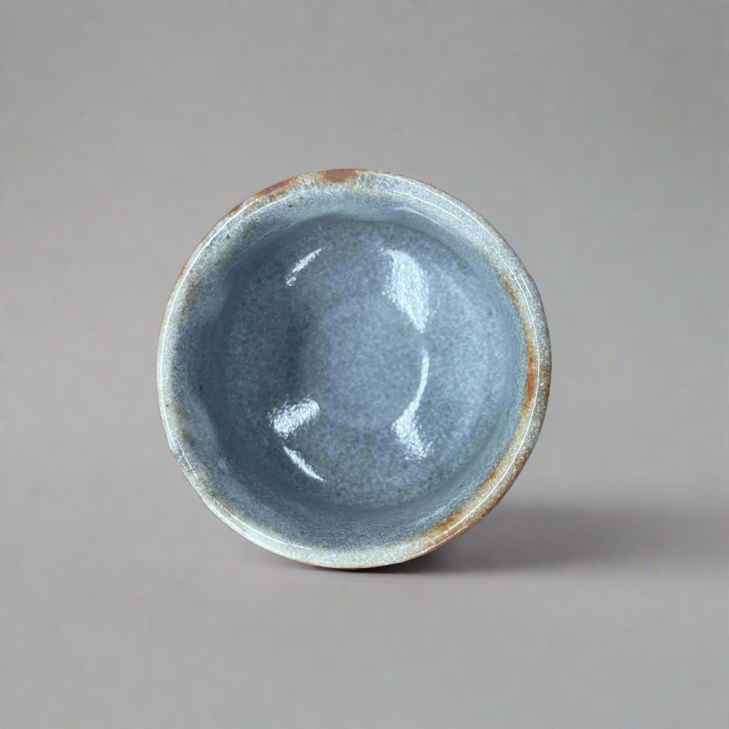 Seiangama: Handmade Mino-yaki Guinomi Cup 5 Piece Set with Wooden Box 手造り五様ぐい呑揃