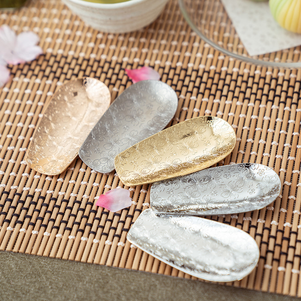 青芳:ステンレス茶匙 桜柄茶杓 ステンレス茶箕 さくら