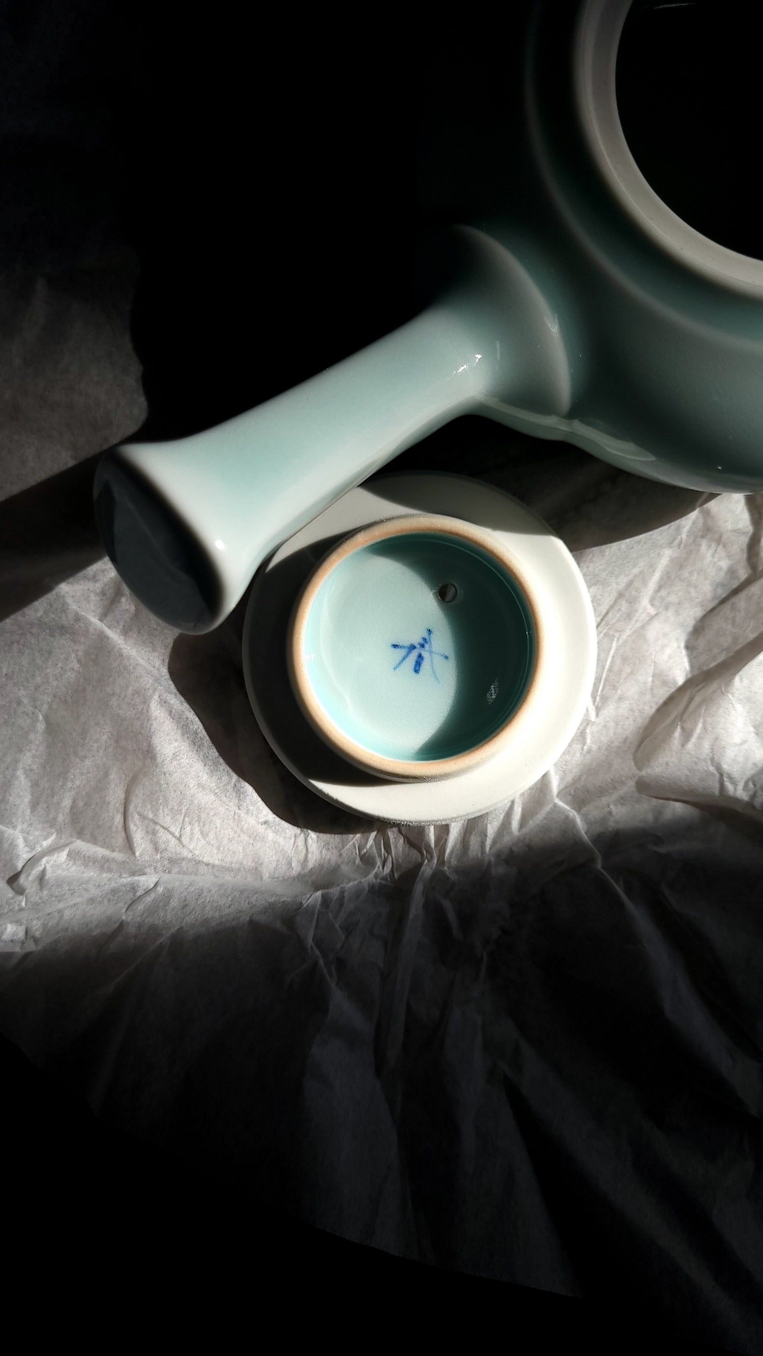 西海陶器:波佐見焼 青磁 急須セット - 急須+ティーカップ2個