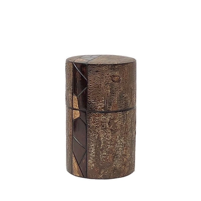 Fujiki Denshiro: Frosted Oyamazakura Bark Chazutsu (Vertical Stripe) by Arakawa Keitaro 総皮茶筒 大山桜 霜降皮 縦(荒川慶太郎 作) - Yunomi.life