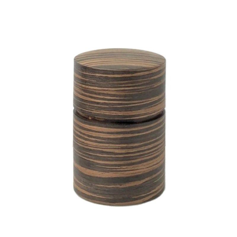 Fujiki Denshiro: Obizutsu Tea Canister - Ebony Wood Grain 帯筒 茶筒(大)黒檀柾目 - Yunomi.life