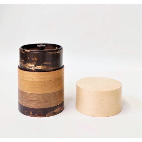 Fujiki Denshiro: Wazutsu Series Kabazaiku Tea Canisters, 4-color Maple 輪筒4色 茶筒 かえで - Yunomi.life