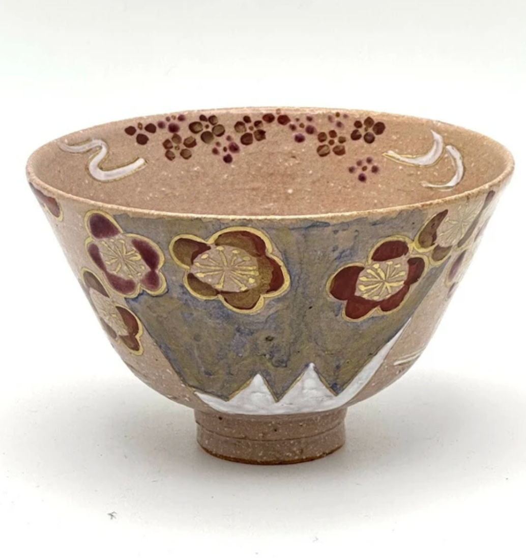 Nagomi: Kyo-yaki Matcha Bowl (京焼抹茶碗  Ume & Mt. Fuji / 梅と富士山）
