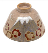 Nagomi: Kyo-yaki Matcha Bowl (京焼抹茶碗  Ume & Mt. Fuji / 梅と富士山）