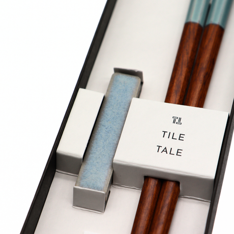 Ishida: TILE TALE Japanese Chopsticks with Ceramic Chopstick Rest Set yunomi.life