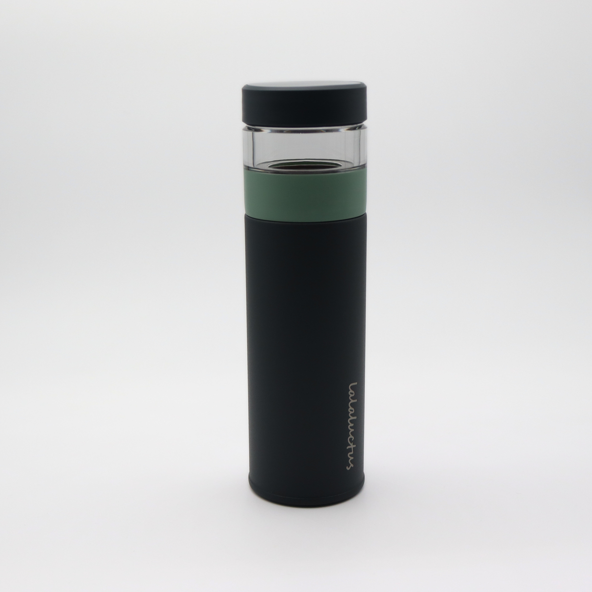 Lalaluctus ティーボトル - ステンレススチール製タンブラー（ティーストレーナー付き） - ダークグレー - 400 ml