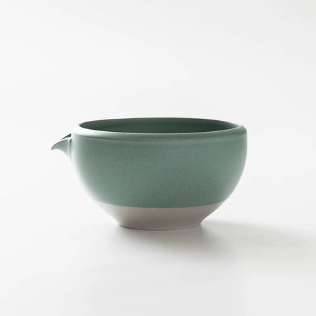 Origami Tea - Pour Take Green - Minoyaki Porcelain Matcha Bowl with Pouring Lip sideview yunomi.life