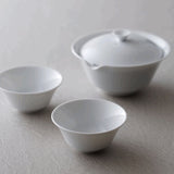 WDH - Hasamiyaki Porcelain White Houhin Tea Set (Pot + 2 Cups)