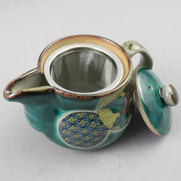 九谷焼 くつろぎ茶器セット 緑地に丸紋