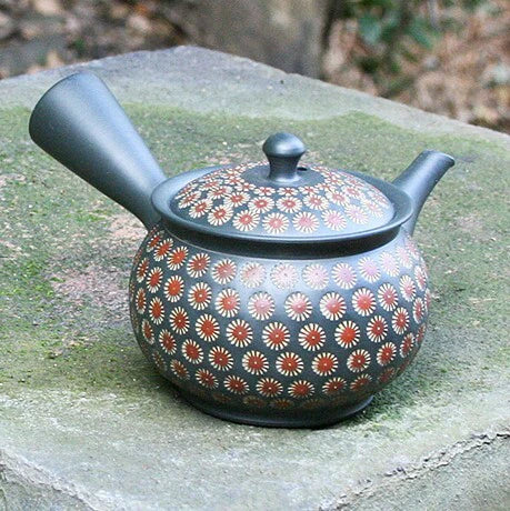 Teruyuki Kiln Takumi101: Tokoname Flower design Kyusu Tea Pot (160 cc) 常滑 二重総印花急須