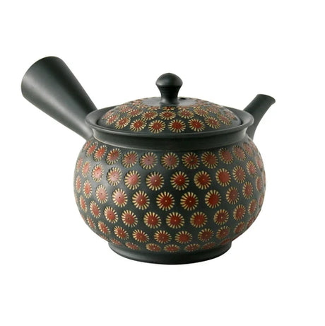 Teruyuki Kiln Takumi101: Tokoname Flower design Kyusu Tea Pot (160 cc) 常滑 二重総印花急須