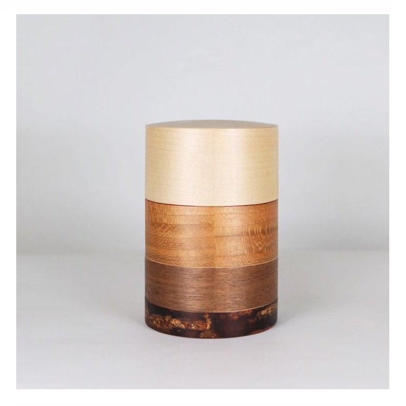 Fujiki Denshiro: Wazutsu Series Kabazaiku Tea Canisters, 4-color Maple 輪筒4色 茶筒 かえで - Yunomi.life
