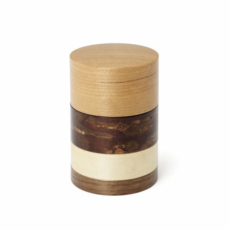 Fujiki Denshiro: Wazutsu Series Kabazaiku Tea Canisters, 4-color Sakura 輪筒4色 茶筒 さくら - Yunomi.life