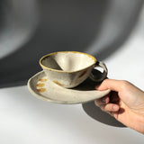 Hiroshi Hirai: Heart Shaped Cup & Saucer Set, Yellow Accents - Yunomi.life