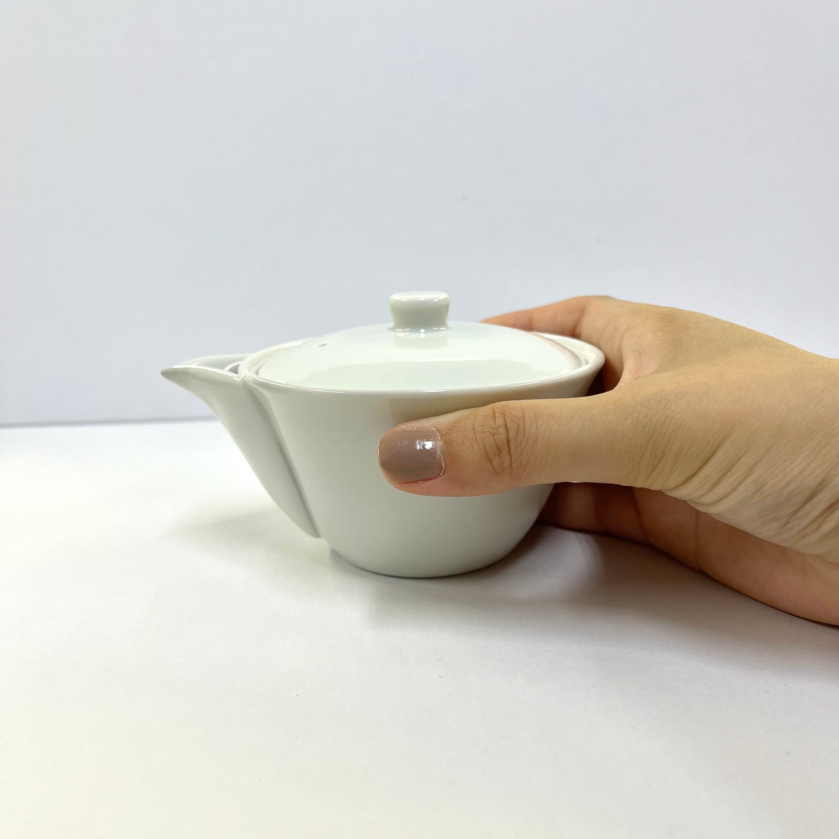 Yamatane キ39-26: Tea Professional's White Porcelain Hohin Tea Pot (Ceramic Mesh, 140ml) 美濃焼 研茶用急須（洞穴茶こし）