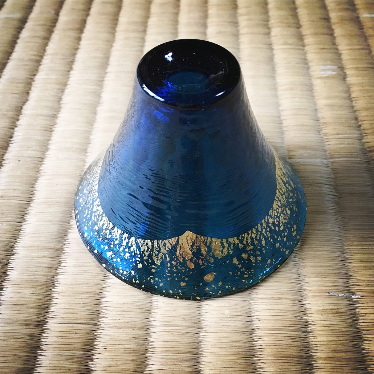 Kimoto Glass: Shofukuhai Mt. Fuji Blue Sake Glass, 65 ml - Yunomi.life