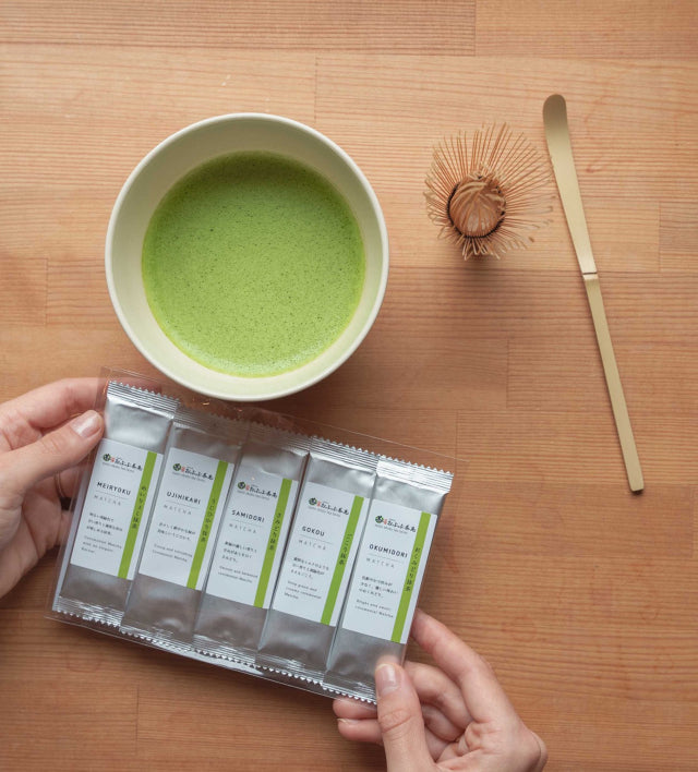 #0025.K6 SOLD OUT until Aug 2024 - Obubu KY025 - 5 matcha cultivar sampler set (Gokou, Meiryoku, Uji Hikari, Samidori, Okumidori)